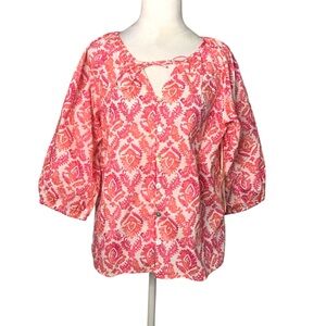 NWT Escape by Habitat Clothes Small Watermelon Pink Paisley Tropical Cotton Top